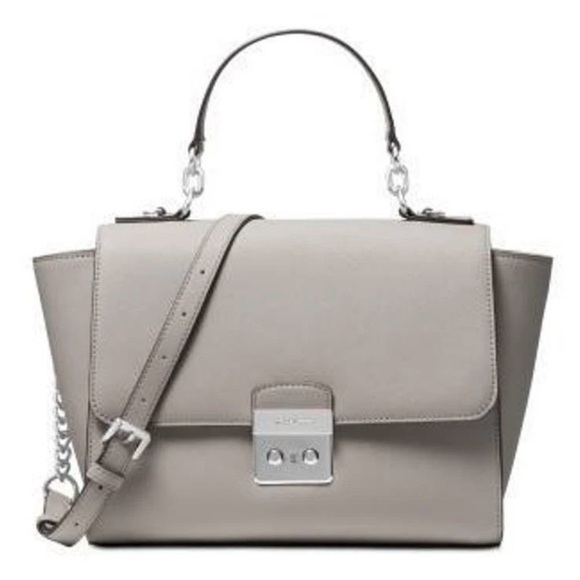 Michael Kors Brandi Top Handle Satchel Pearl Grey Silver - Picture 4 of 6